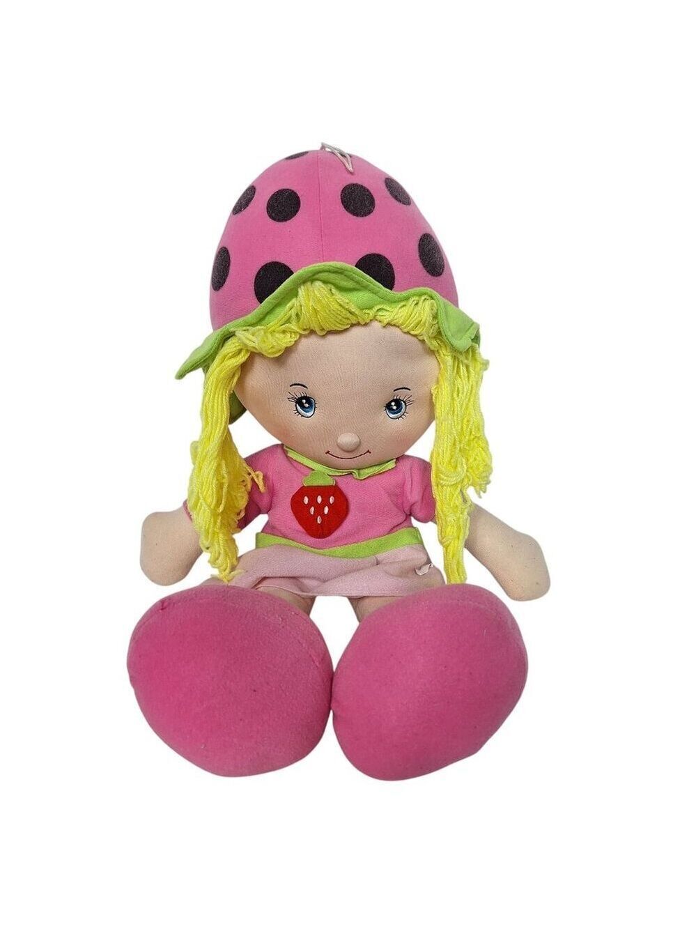 Strawberry Shortcake Plush Doll Pink Polka Dot Hat 25 Inch